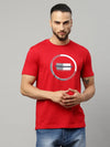 Rodamo Red Printed Round Neck T-shirts-112140102-L