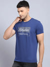 Rodamo Blue Printed Round Neck T-shirts-112190101-L