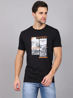 Rodamo Black Printed Round Neck T-shirts-112220102-L