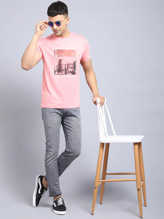 Rodamo Pink Printed Round Neck T-shirts-112210101-L