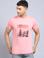 Rodamo Pink Printed Round Neck T-shirts-112210101-L