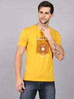 Rodamo Yellow Printed Round Neck T-shirts-112230102-L