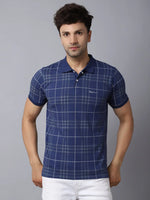 Rodamo Blue Checked Polo T-Shirts