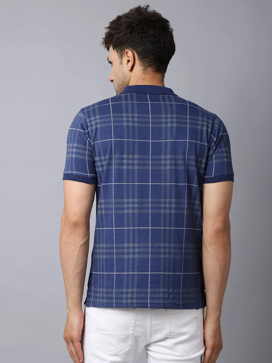 Rodamo Blue Checked Polo T-Shirts