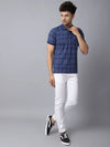 Rodamo Blue Checked Polo T-Shirts