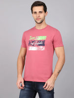 Rodamo Pink Printed Round Neck T-shirts-112330101-L