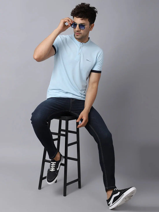 Rodamo Blue Henley T-shirts