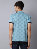 Rodamo Blue Printed Henley T-shirts