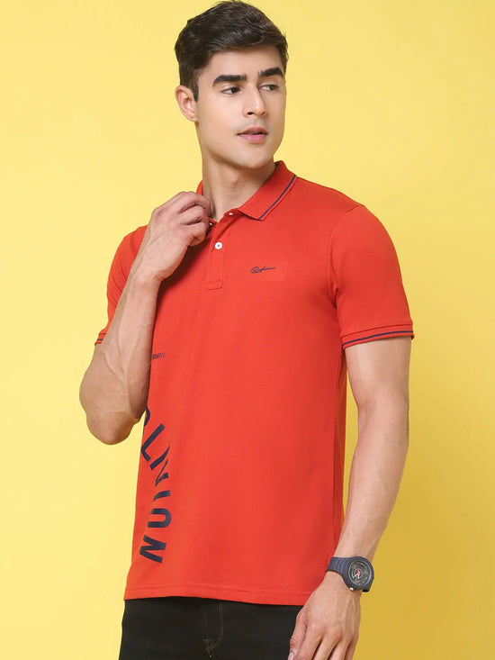 Rodamo Orange Polo Printed T-Shirts