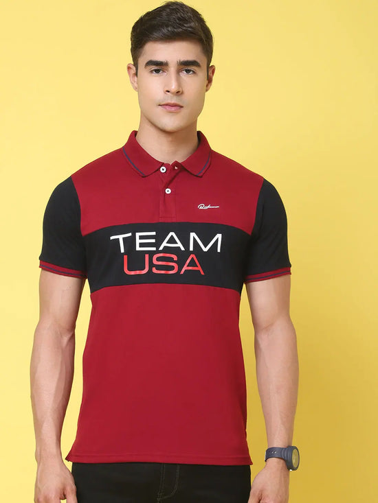 Rodamo Red Polo Printed T-Shirts-112630101-L