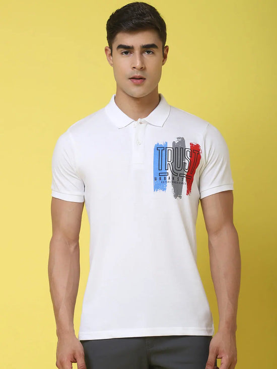 Rodamo White Polo Printed T-Shirts-112670101-L