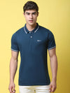 Rodamo Teal Polo Printed T-Shirts-112730102-L