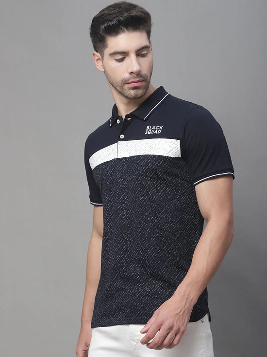 Rodamo Navy Blue Polo Printed T-Shirts-112780101-L