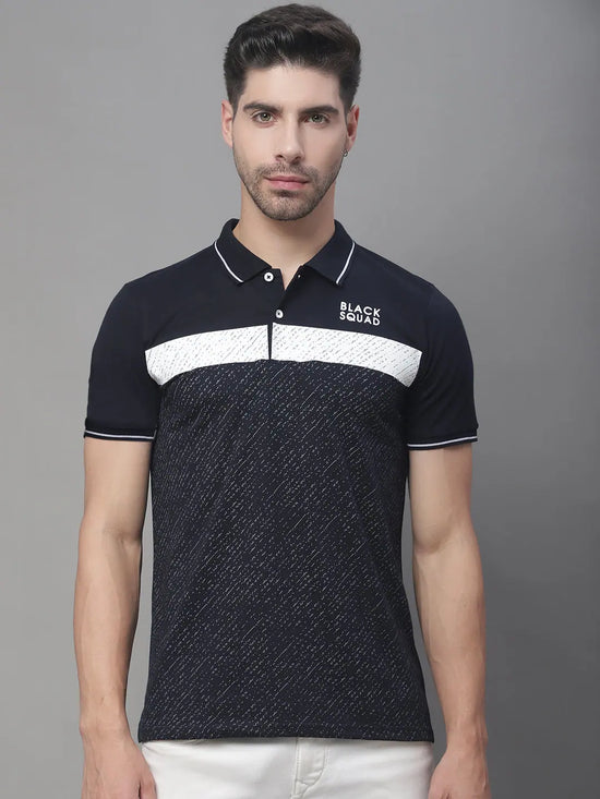 Rodamo Navy Blue Polo Printed T-Shirts-112780101-L