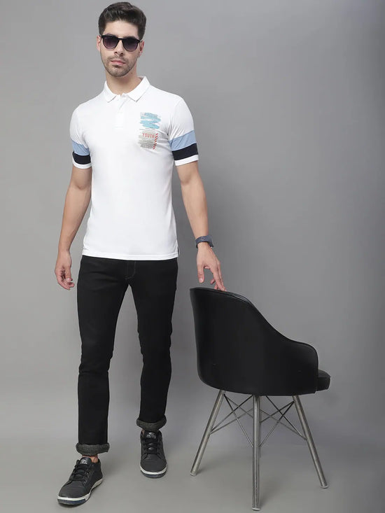 Rodamo White Polo Printed T-Shirts-112840101-L