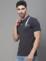 Rodamo Grey Polo Printed T-Shirts-112900101-L