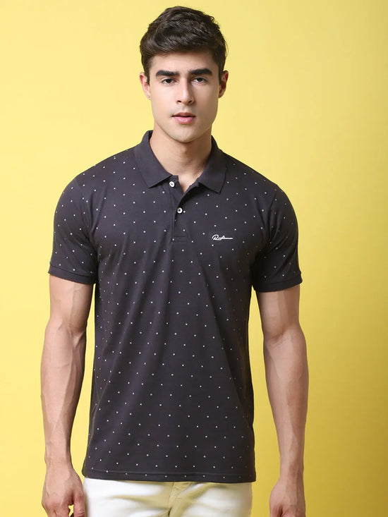 Rodamo Grey Polo Printed T-Shirts-112870101-L