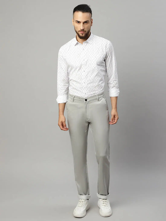 Rodamo White Slim Fit Printed Shirts