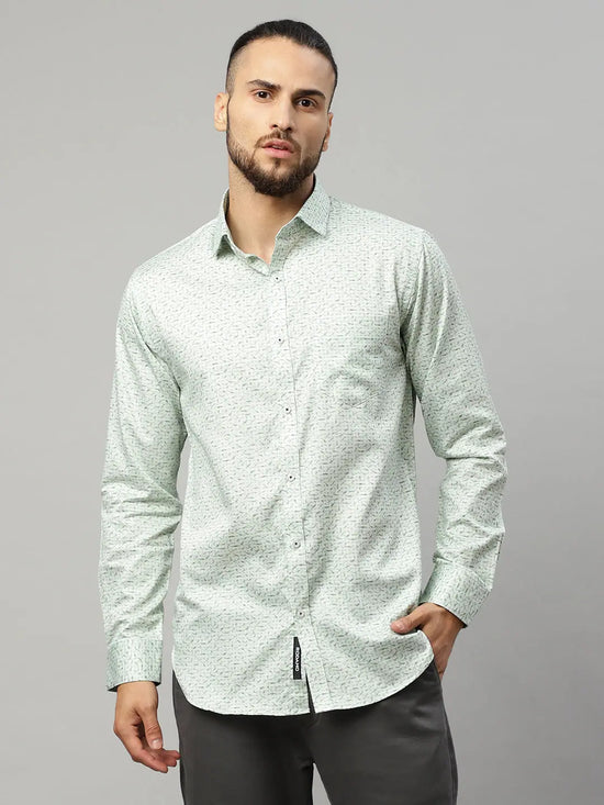 Rodamo Green Slim Fit Printed Shirts