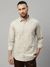 Rodamo Beige Slim Fit Printed Shirts-501620103-L