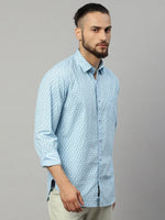 Rodamo Blue Slim Fit Printed Shirts-501620104-L