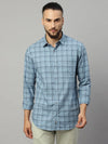 Rodamo Blue Slim Fit Checked Shirts