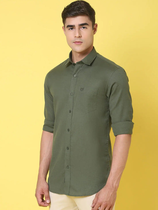 Rodamo Green Slim Fit Shirts-501730104-L