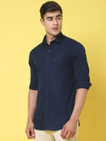 Rodamo Blue Slim Fit Shirts-501730106-L