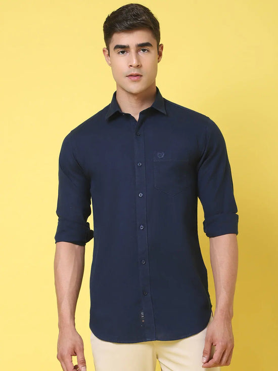 Rodamo Blue Slim Fit Shirts-501730106-L