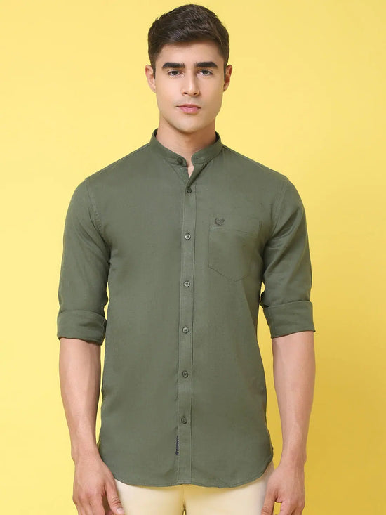 Rodamo Green Slim Fit Shirts-501740104-L