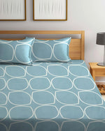 Home Sizzler 144TC Geometrical Grey Microfibre Double Bedsheet with 2 King Size Pillow Covers