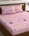 Home Sizzler 144 TC Microfibre Kid's Spaceship Double Bedsheet with 2 King Size Pillow Covers