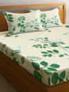 Home Sizzler 144TC Nature Embrace Lush Green Double Bedsheet with 2 King Size Pillow Covers