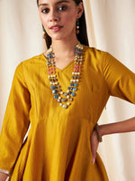 Women Mustard Zari Embroidered Peplum Top