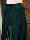 Women Green Velvet Dhoti Skirt