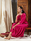 Women Fuchsia Velvet Dhoti Skirt