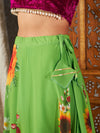 Women Green Floral Bias Flared Skirt-SHSKR30315XS