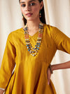 Women Mustard Zari Embroidered Peplum Top With Dhoti Pants