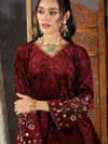 Women Maroon Velvet Embroidered Peplum Kurta With Dhoti Pants