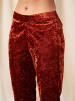 Women Rust Velvet Pencil Pants