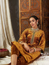 Women Mustard Velvet Straight Kurta