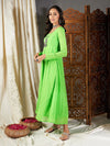 Women Green Lehariya Anarkali Dress