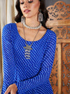 Women Blue Lehariya Anarkali Dress