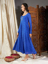 Women Blue Lehariya Anarkali Dress