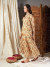 Women Beige Floral Anarkali Maxi Dress