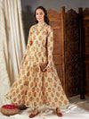 Women Beige Floral Anarkali Maxi Dress