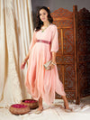 Women Pink Embroidered Belt Dhoti Dress