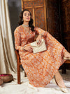 Women Mustard Floral Wrap Anarkali Maxi Dress