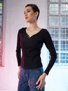 Women Black Sweetheart Neck Rib Top