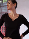 Women Black Sweetheart Neck Rib Top